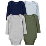 Imagen de Body Bebé Niño Pack X4 Manga Larga Algodón Carters con 75% de descuento