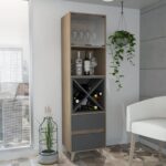 Imagen de Bar Alto Salem 2 Cajones Miel / Plomo con 61% de descuento