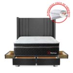 Imagen de Dormitorio 4 Cajones Gris Platinium 2 Plazas + 2 Almohadas + 1 Protector con 56% de descuento