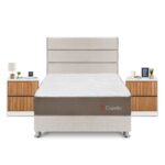 Imagen de Dormitorio Capella 2 Plazas + Velador Roma + Respaldo Beige con 56% de descuento oferta online | SuperCupon
