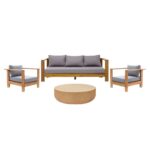 Imagen de Juego de Sala de Terraza Santa Monica 3-1-1 + Mesa de Centro Atenea Natural con 50% de descuento oferta online | SuperCupon