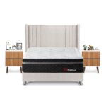 Imagen de Dormitorio Platinium Queen + Velador Milan + Respaldo Beige con 52% de descuento oferta online | SuperCupon