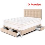 Imagen de Dormitorio Royal Cloud Cajones 2 Plazas Champagne + 2 almohadas viscoelásticas + protector con 51% de descuento oferta online | SuperCupon