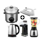Imagen de COMBO Máquina de Pop Corn 1200W + Plancha a vapor + Licuadora 1.5 litros + Hervidor eléctrico 1.8 litros + Olla Arrocera 2.5 litros Holstein con 44% de descuento oferta online | SuperCupon