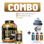 Imagen de Combo Level Pro - Whey Gold Pro 6.6 Libras Vainilla Cremé + Pre Boost 400gr Watermelon + Shaker con 26% de descuento oferta online | SuperCupon
