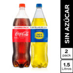 Imagen de Pack Gaseosa: Coca Cola Sin Azúcar 1.5L + Inca Kola Sin Azúcar 1.5L con 22% de descuento oferta online | SuperCupon