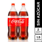Imagen de Twopack Gaseosa Coca Cola Sin Azúcar Botella 1.5L con 22% de descuento oferta online | SuperCupon