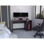 Imagen de Escritorio Gamer Recto Huni Wengue - Canto Rojo con 51% de descuento oferta online | SuperCupon