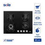 Imagen de Cocina Encimera Sole SOLCO034 Vidrio Templado 60cm 4 hornillas con 30% de descuento oferta online | SuperCupon