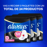 Imagen de Pack Toallas Femeninas Nocturna Suave ALWAYS Talla G Paquete 8un x3un con 34% de descuento oferta online | SuperCupon