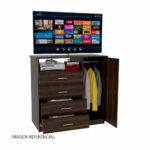 Imagen de Cómoda Shia 4 cajones 1 puerta Habano TV 40" Tuhome con 50% de descuento oferta online | SuperCupon