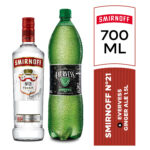 Imagen de Pack Vodka SMIRNOFF N°21 Botella 700ml + Ginger Ale EVERVESS Botella 1.5L con 15% de descuento oferta online | SuperCupon