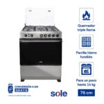 Imagen de Cocina de Pie GLP Sole Classic Dubai 5 Hornillas 76cm Gris con 36% de descuento oferta online | SuperCupon